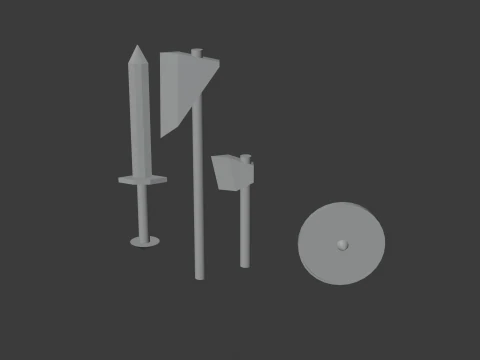 Armes m&eacute;di&eacute;vales low-poly Modèle 3D