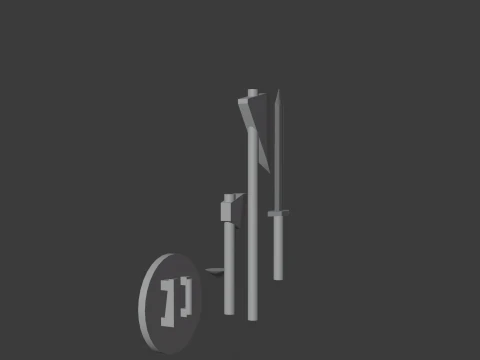 Low-poly medieval weapons 3D Model