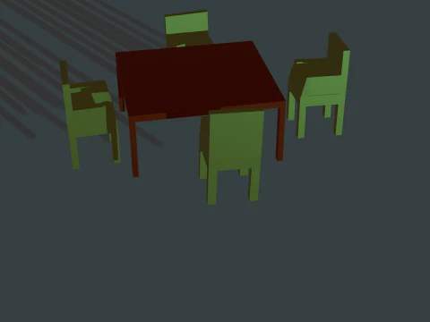 Modern Wooden Dining Table Realistic 3D Model