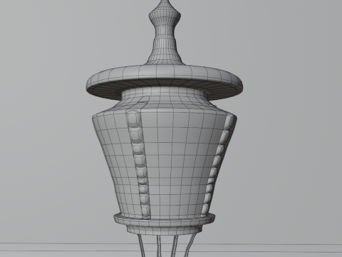 Lampu Jalan Vintage Posting Render Bergaya Merah Biru Model 3D