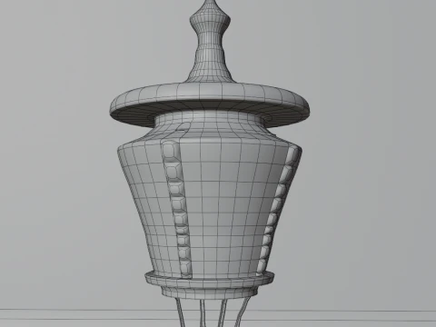 Vintage Street Lamp Post Red Blue Stylized Render 3D Model