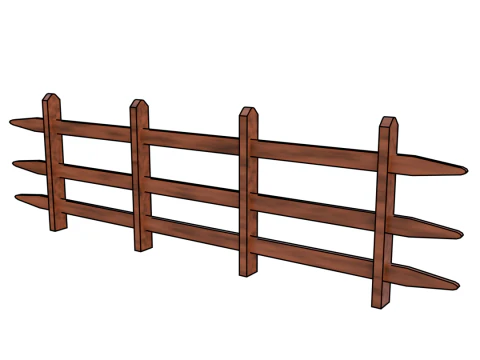 Activo 3D listo para el juego de valla de madera estilizada de baja poli Modelo 3D