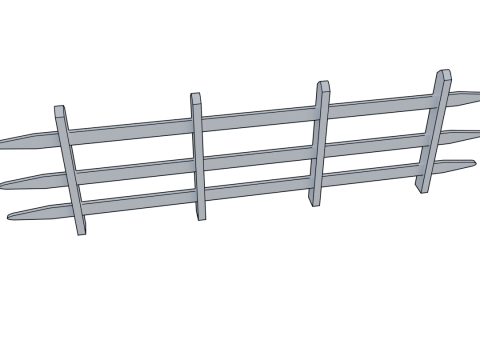 Düşük Poli Stilize Ahşap Çit Oyunu Hazır 3D Varlık 3D Model