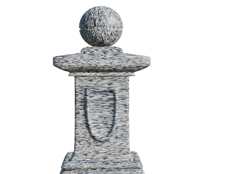 具有装饰顶部球体的逼真石柱 3D 模型