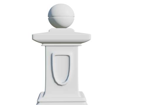 具有装饰顶部球体的逼真石柱 3D 模型