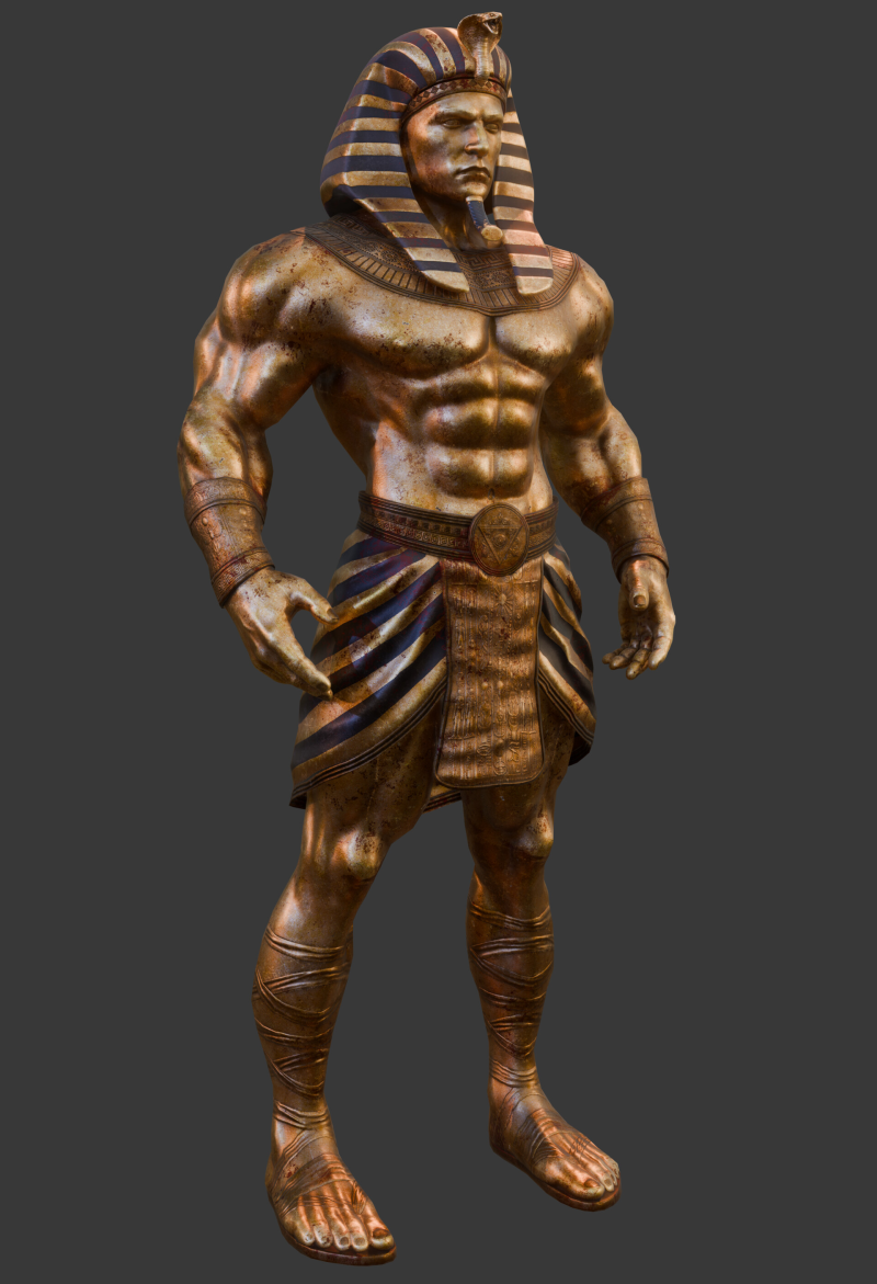 Gold Golem Guard 3D Model .c4d .max .obj .3ds .fbx .stl .blend