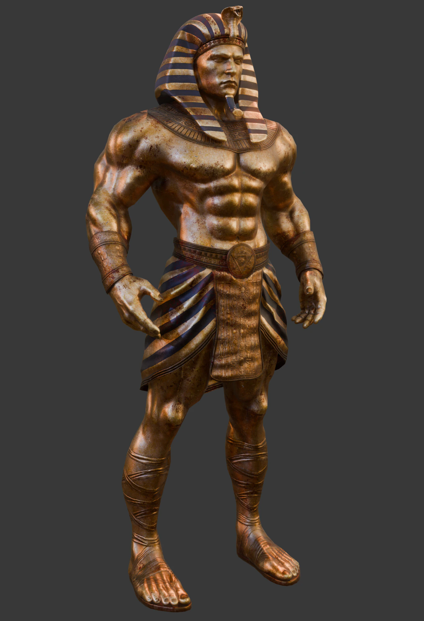Gold Golem Guard 3D Model .c4d .max .obj .3ds .fbx .stl .blend 