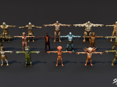 Complete Ghoul T-Pose Pack T 3D Model