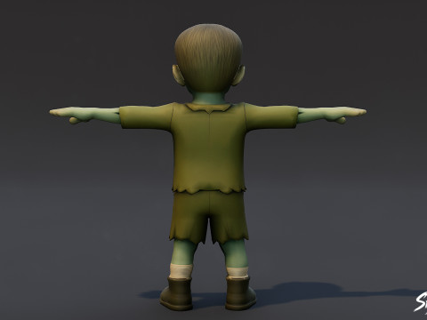 Pose en T pour garçon goule Modèle 3D
