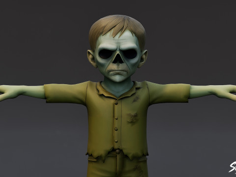 Pose en T pour garçon goule Modèle 3D