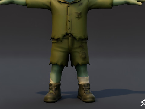 Pose en T pour garçon goule Modèle 3D