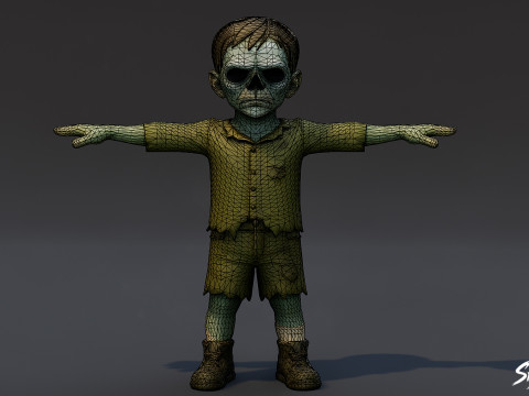 Pose en T pour garçon goule Modèle 3D