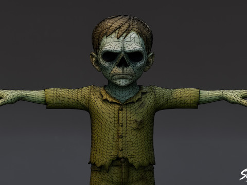 Pose en T pour garçon goule Modèle 3D