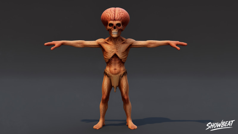 Pose en T del cerebro necrófago Modelo 3D .c4d .max .obj .3ds .fbx .stl .blend