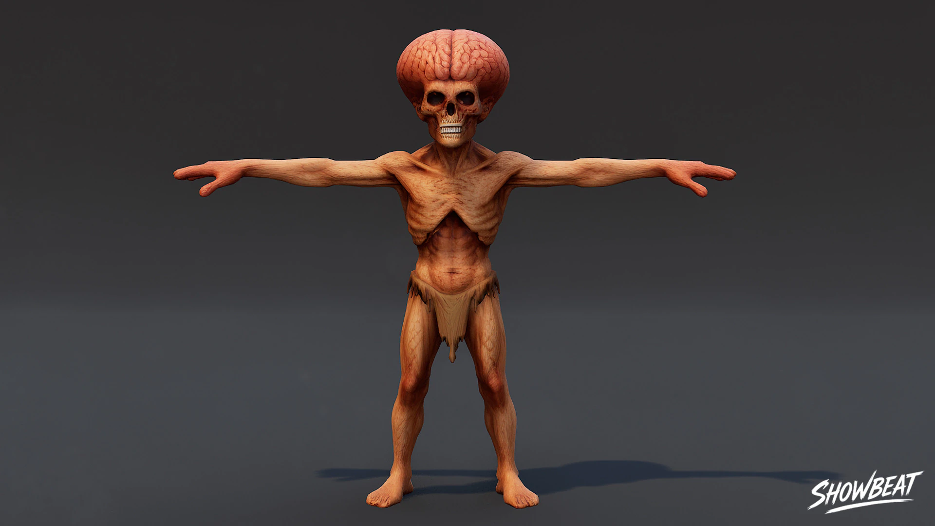 Brain Ghoul T-Pose 3D Model .c4d .max .obj .3ds .fbx .stl .blend