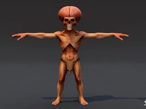 Brain Ghoul T-Pose 3D Model