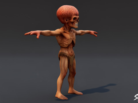 Pose en T del cerebro necrófago Modelo 3D