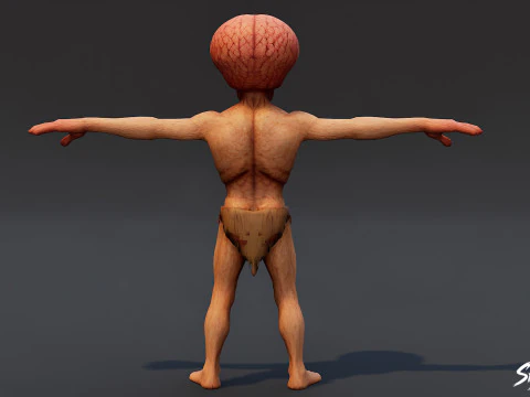 Brain Ghoul T-Pose 3D Model