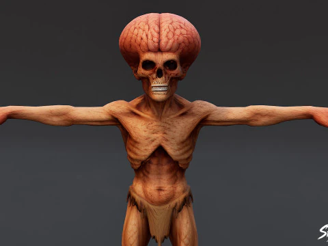 Brain Ghoul T-Pose 3D Model