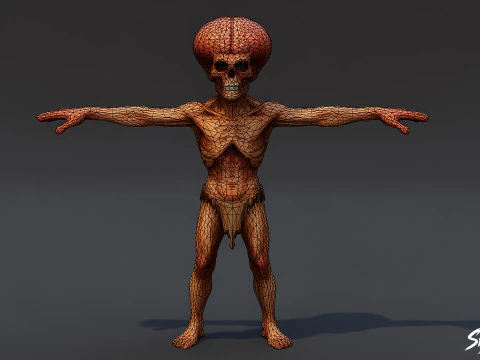 Brain Ghoul T-Pose 3D Model
