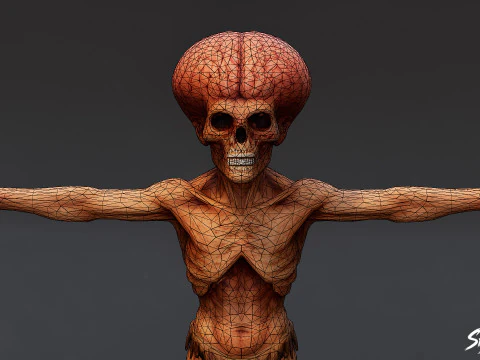 Brain Ghoul T-Pose 3D Model