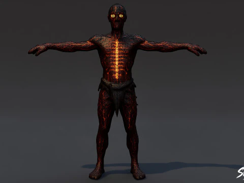 Fire Ghoul T-Pose 3D Model