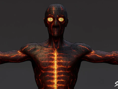 Fire Ghoul T-Pose 3D Model
