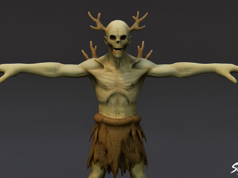 Pose en T del necrófago del bosque Modelo 3D