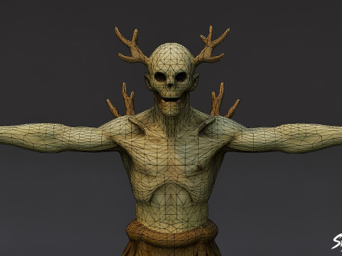 Pose en T del necrófago del bosque Modelo 3D