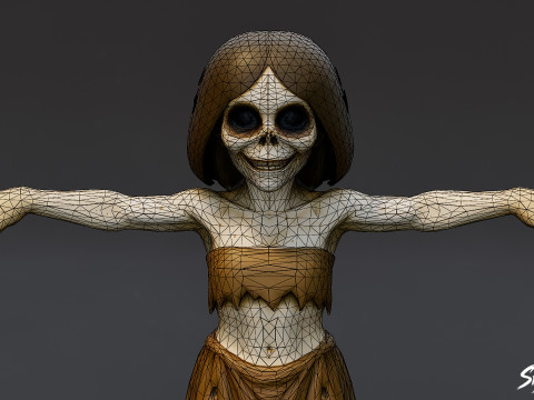 Ghoul Girl T-Pose 3D Model