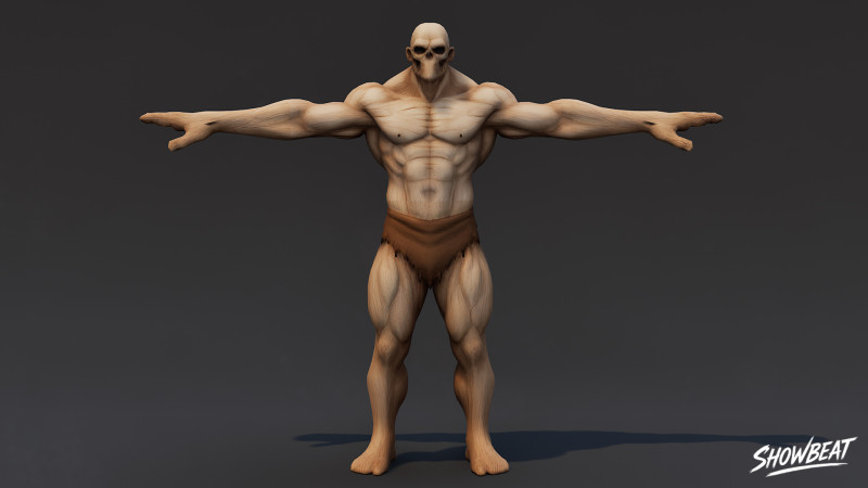 Muscle Ghoul T-pose 3D Model .c4d .max .obj .3ds .fbx .stl .blend