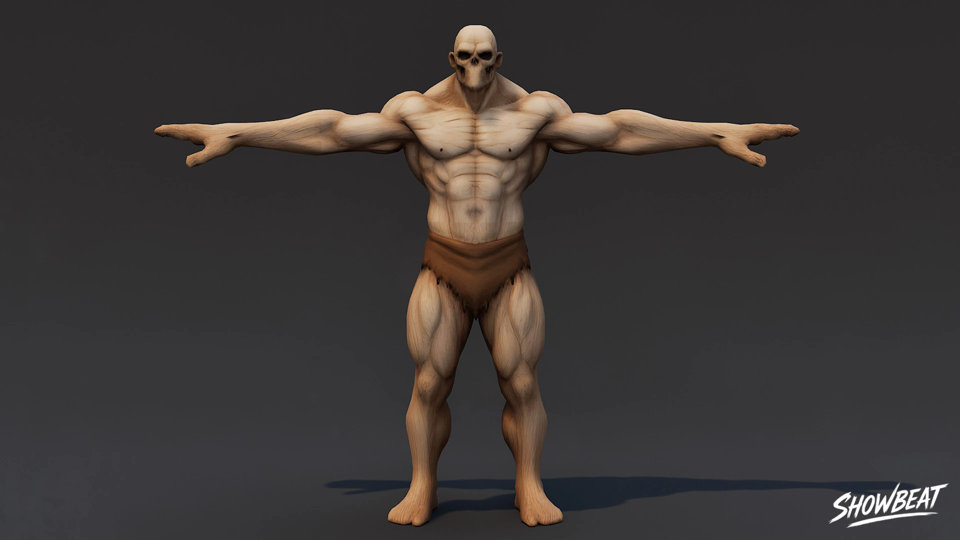 Muscle Ghoul T-Pose 3D Model .c4d .max .obj .3ds .fbx .stl .blend 