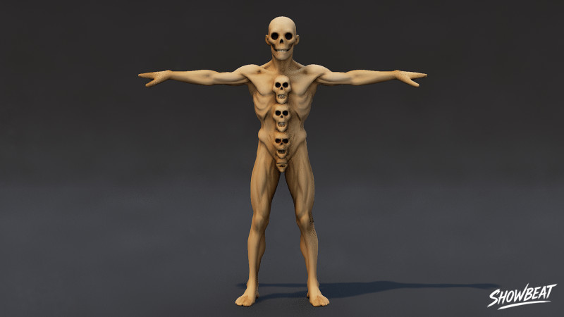 QuadHead Ghoul T-Pose Modelo 3D .c4d .max .obj .3ds .fbx .stl .blend