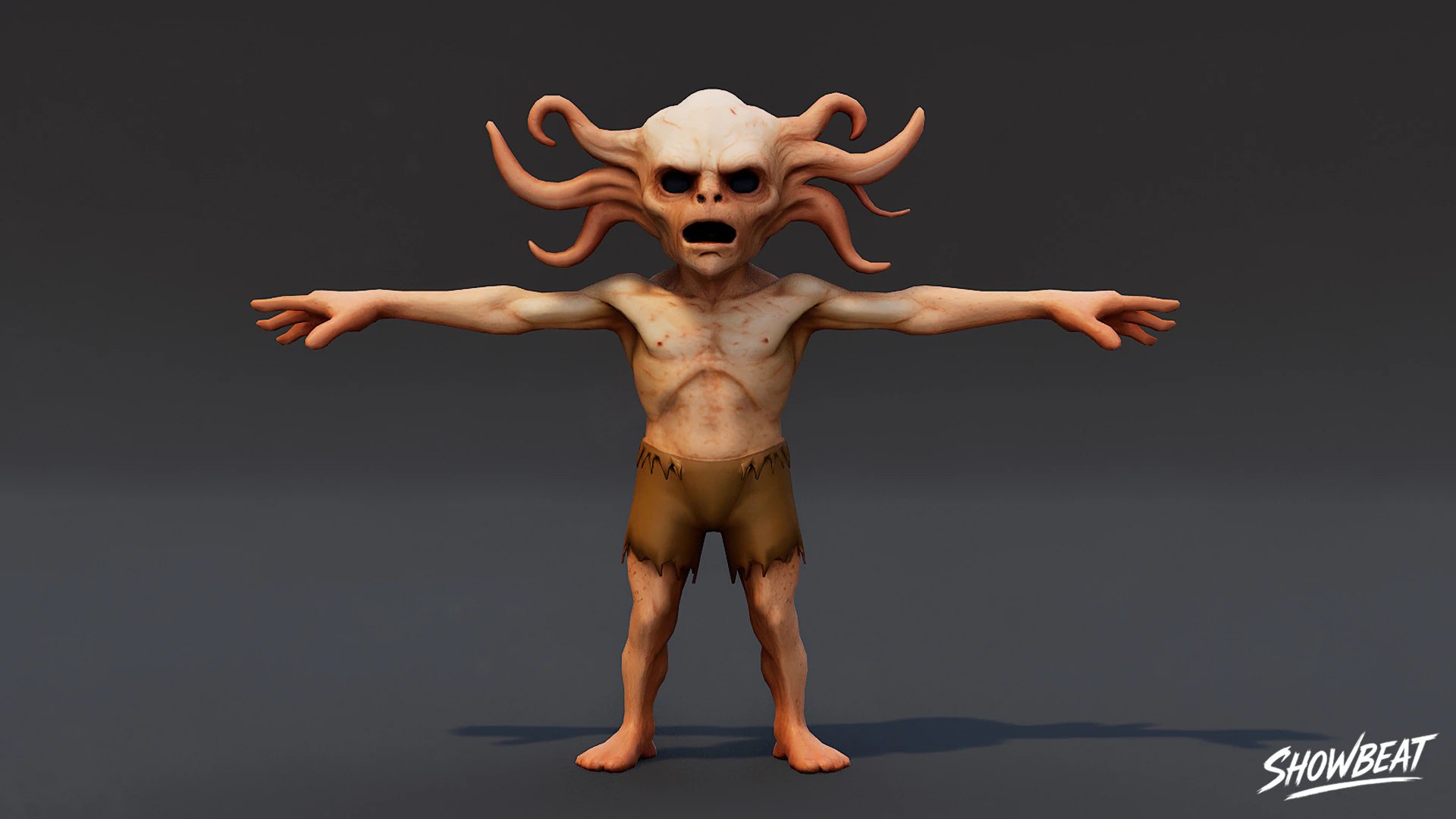 TentacleHead Ghoul T-Pose 3D Model .c4d .max .obj .3ds .fbx .stl .blend 