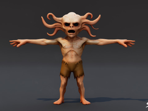 TentacleHead Ghoul T-Pose Modèle 3D