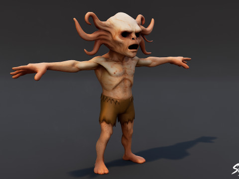 TentacleHead Ghoul T-Pose Modèle 3D