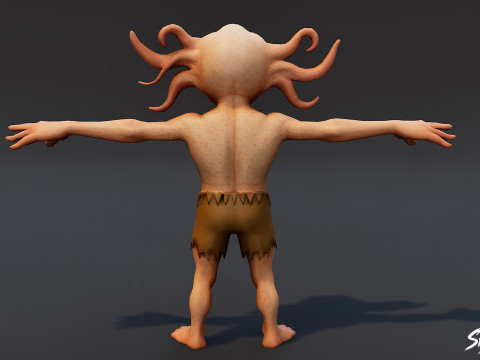 TentacleHead Ghoul T-Pose Modèle 3D
