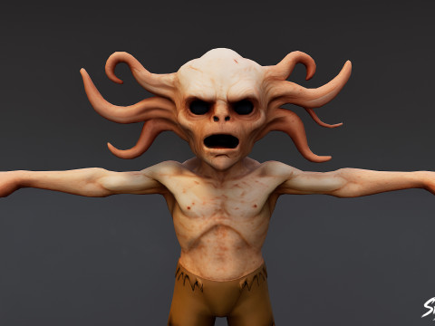 TentacleHead Ghoul T-Pose Modèle 3D