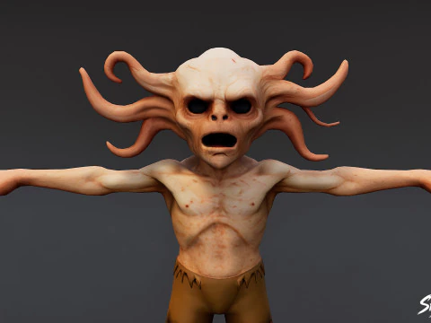 TentacleHead Ghoul T-Pose 3D Model