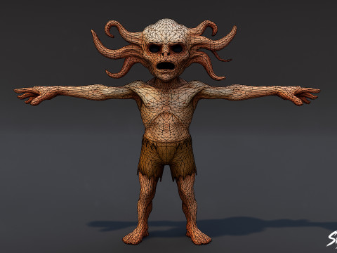 TentacleHead Ghoul T-Pose Modèle 3D