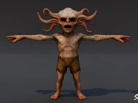 TentacleHead Ghoul T-Pose 3D Model