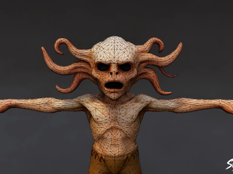 TentacleHead Ghoul T-Pose 3D Model