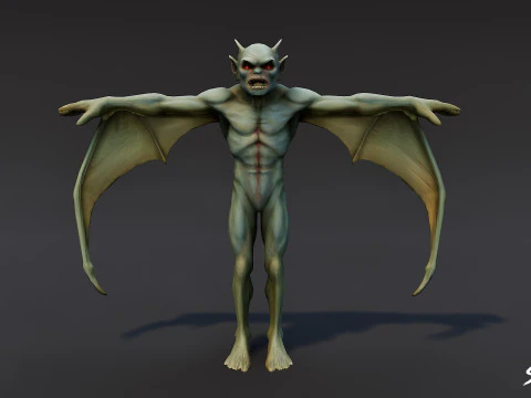 동굴 임프 T-포즈 3D 모델