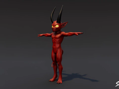 Crimson Imp T-Pose 3D Model