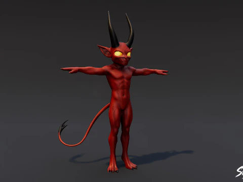 Crimson Imp T-Pose 3D Model