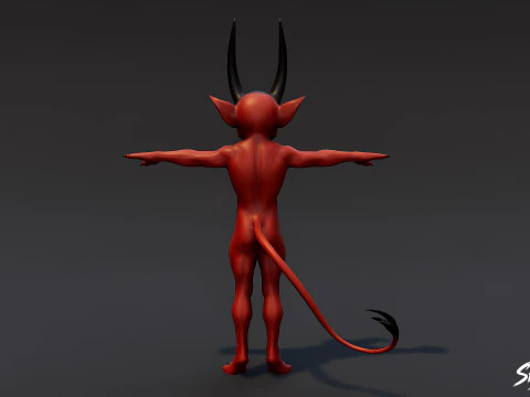 Crimson Imp T-Pose 3D Model