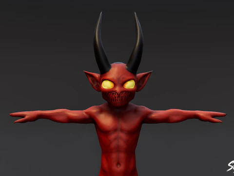 Crimson Imp T-Pose 3D Model