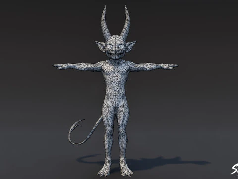 Crimson Imp T-Pose 3D Model