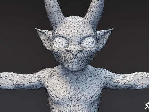 Crimson Imp T-Pose 3D Model