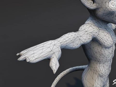 Crimson Imp T-Pose 3D Model
